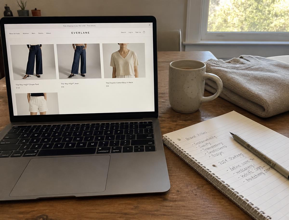 Boutique fashion finds including a cashmere sweater, leather belt, and gold earrings.